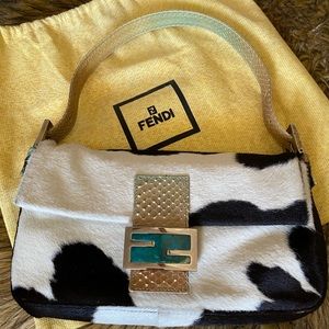 FENDI Pony hair, Snake Skin, and Turquoise Baguette bag!